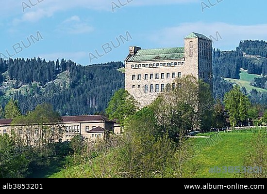 Palas with bell tower, NSDAP Ordensburg Sonthofen castle, 1935-45 Adolf Hitler School for the training of the National Socialist Party cadres, since 1956 Generaloberst-Beck-Kaserne barracks, Sonthofen, Allgäu, Bavaria, Germany, Europe.
