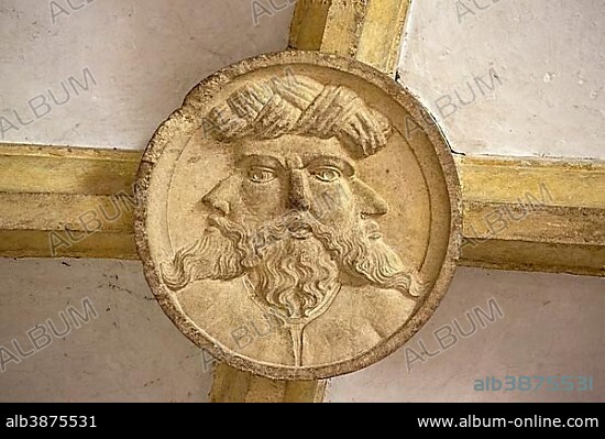Legendary keystone of the Templars, Convento de Cristo, Castle of the Knights Templar, UNESCO World Cultural Heritage Site, Tomar, Santarém District, Portugal, Europe.