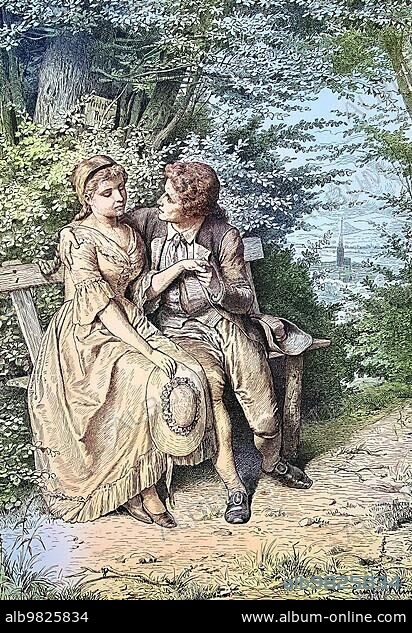 Johann Wolfgang von Goethe was a German writer and statesman. Friederike Elisabetha Brion was the daughter of a pastor who had a brief but intense love affair with the young Johann Wolfgang Goethe; Historical; digitally restored reproduction of a 19th century original.