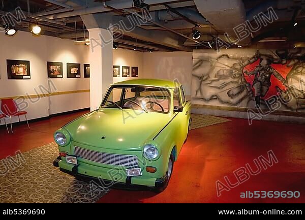 Trabant, old car from East Germany, shown in the exhibition The story of Berlin, Berlin, Deutschland.