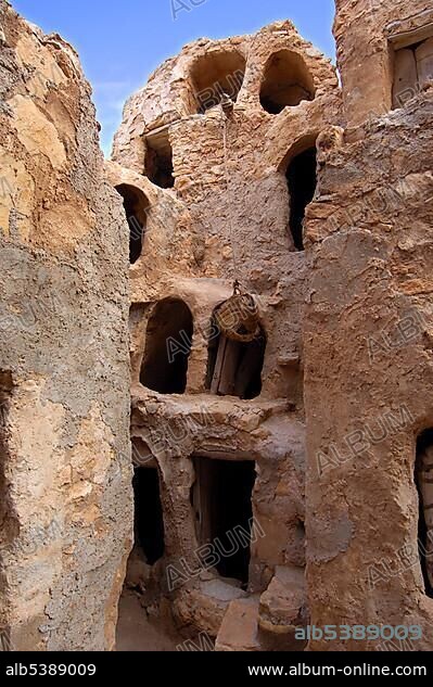 Storage rooms, ghorfas, in the Berber grainary Nalut Libya.