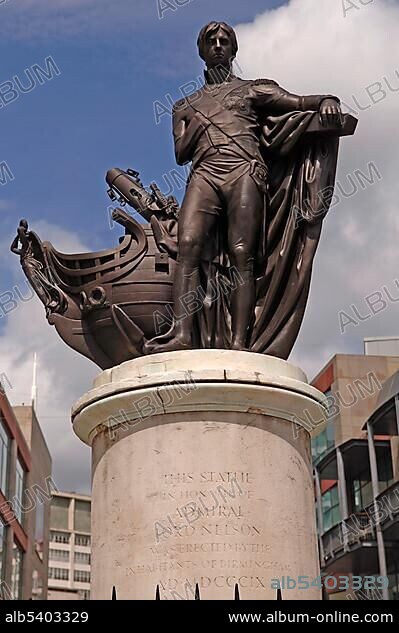 Statue of Lord Nelson, Bullring commercial centre, Birmingham, West Midlands, England, Great Britain, Europe.
