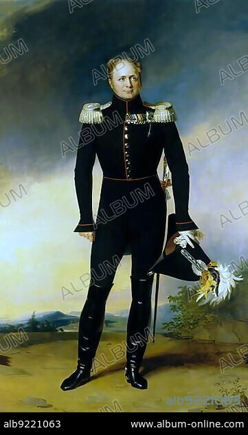 Alexander I. Pavlovich Romanov, 23 December 1777, 1 December 1825, Emperor of Russia (1801-1825), King of Poland (1815-1825), first Russian Grand Duke of Finland (1809-1825) from the House of Romanov-Holstein-Gottorp and Lord of Jever from 1801 to 1807 and from 1813 to 1818, after a painting by George Dawe, Historical, digitally restored reproduction of a 19th century original, exact date unknown.