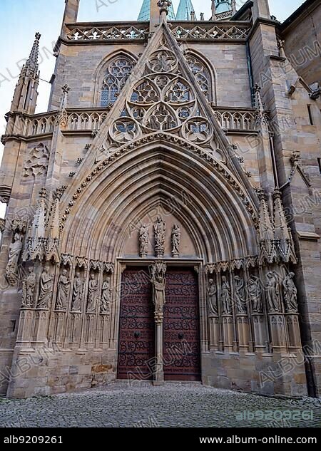 Portal of St. Mary's Cathedral, Erfurt, Thuringia, Germany, Europe.