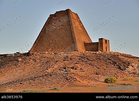 Pyramid of the northern cemetery of Meroe, Nubia, Nahr an-Nil, Sudan, Africa.