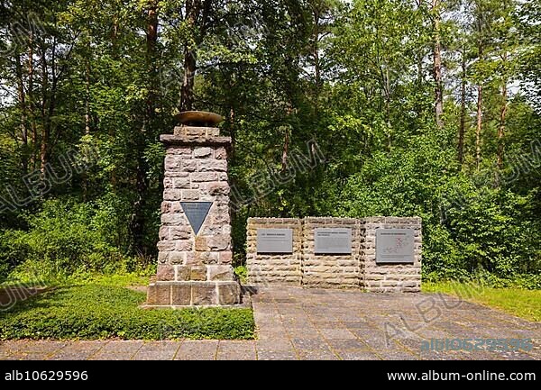 The Ohrdruf satellite camp was established in November 1944. On Hitler's orders, a new Führer headquarters was to be built in Jonastal. Memorial stones for the concentration camp victims, Arnstadt, Thuringia, Germany, Europe.