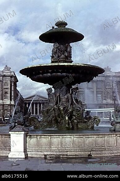 JACQUES HITTORFF (1792-1867). FUENTE DE LOS RIOS EN LA PLAZA DE LA CONCORDIA - 1839 - NEOCLASICISMO FRANCES.
