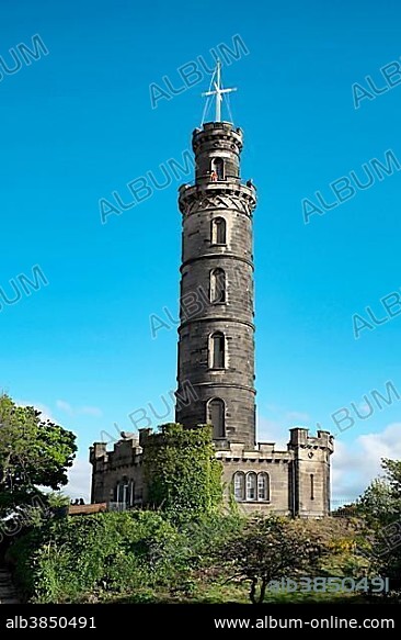 Calton Hill with Nelson Monument, Edinburgh, Scotland, United Kingdom, Europe.