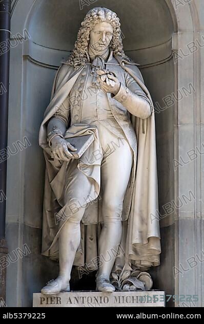 Statue of Pier Antonio Micheli, Uffizi art museum, Galleria degli Uffici, Florence, Tuscany, Italy, Europe.