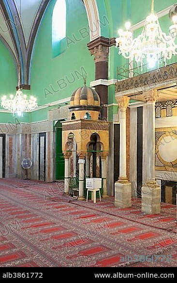 Cave of the Patriarchs, Cave of Machpelah, Sanctuary of Abraham or Ibrahimi Mosque, the covered hole to the cave that Abraham chose as a final resting place for his brood, the adicul, Machpelah, Hebron, Palestine, West Bank, Western Asia.