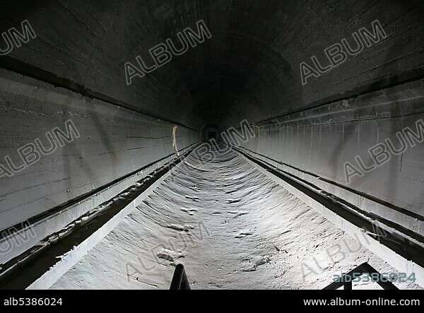 View of a reconstructed tunnel in the former Marienthal government bunker near Ahrweiler, Rhineland-Palatinate, Germany, Europe.