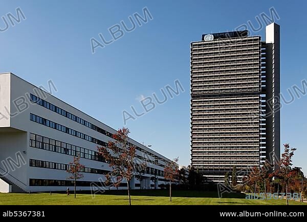 Schuermann building and high-rise Langer Eugen, former government district, Bonn, NRW, Germany,, Europe.