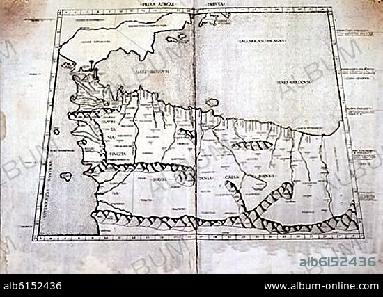 CLAUDIO TOLOMEO (100-170) CLAUDIO PTOLOMEO. MAPA DEL SUR DE ESPAÑA Y NORTE AFRICA.
