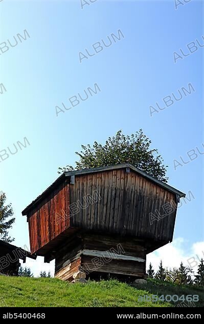 Granary, 1864, from Ramsau, Berchtesgaden area, Freilichtmuseum Glentleiten outdoor museum, Glentleiten 4, Grossweil, Upper Bavaria, Germany, Europe.