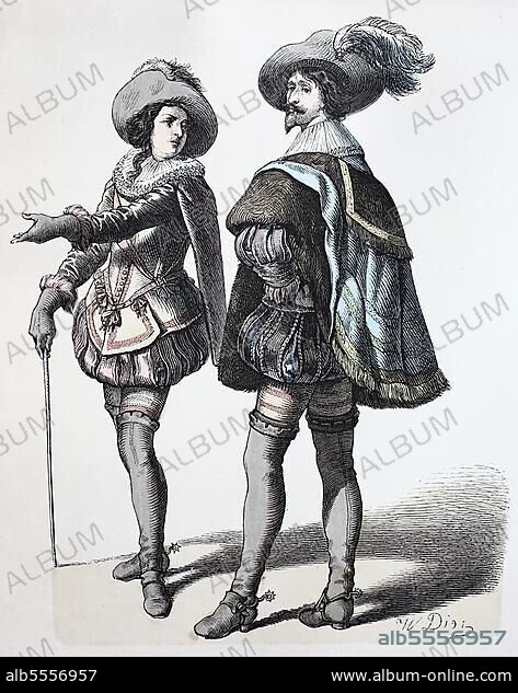 Folk Costume, Clothing, History of Costumes, French Cavalry, 1670-1700, France, Historical, digitally restored reproduction of a 19th century original, Europe.