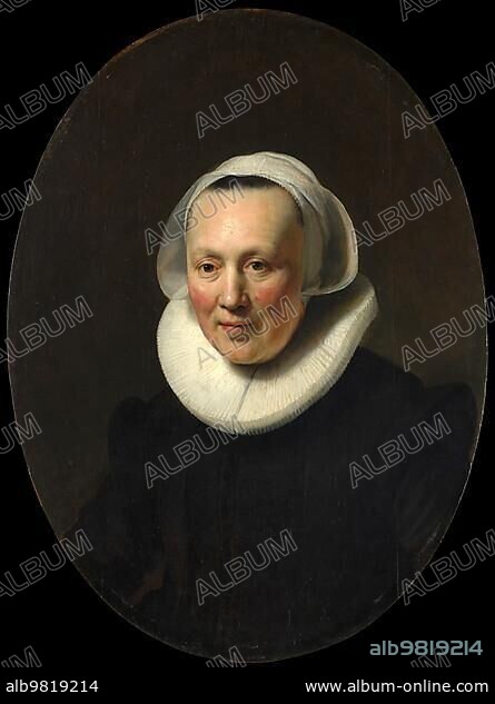 Portrait of a Woman; painting by Rembrandt van Rijn (1606) (1669); Historic; digitally enhanced reproduction of an original from the period.