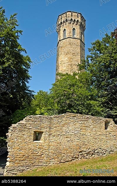 Castle ruin with the Vincketurm tower, Hohensyburg, Dortmund, Ruhr Basin, NRW, Northrhine - Westphalia, Germany, cultural history, monument, Europe.