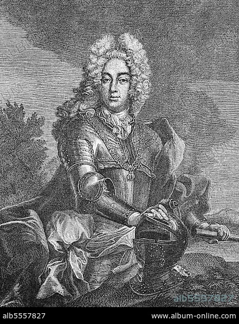 Karl Albrecht of Bavaria, 6 August 1697, 20 January 1745, of the House of Wittelsbach was Elector and Duke of Bavaria from 1726 to 1745 as Karl I, he was elected Holy Roman Emperor in 1742 as Karl VII, digitally restored reproduction of a 19th century original, original date not known.