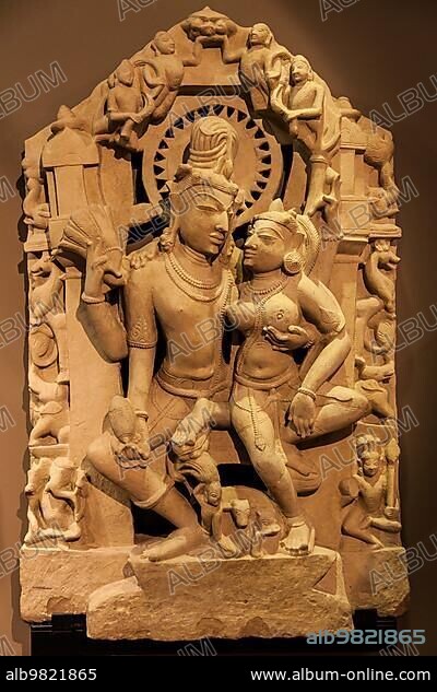 Indian lovers in tantric position; north-west India original manufact; 10-11 century.