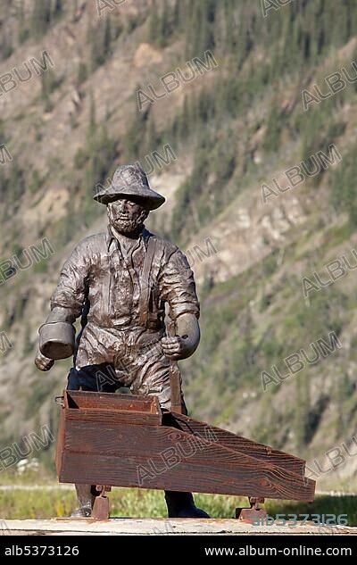 Miner's monument, Klondike Gold Rush, Dawson City, Yukon Territory, Canada, North America.
