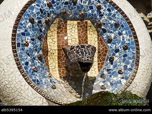 The salamander in the Parc Guell, famous park by architect Antoni Gaudi, Barcelona, Catalonia, Spain, Europe.