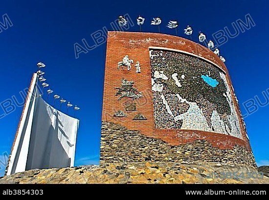 Monument to Mongolian Great Empire, Great Imperial Map Monument, Kharkhorin, Mongolia, Asia.