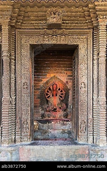 Uma Maheshwar Temple, Temple deity statue, Kirtipur, Nepal, Asia.