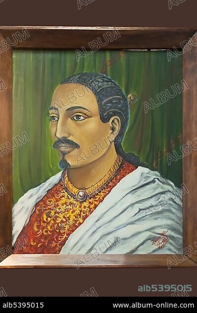 Painting representing Emperor Yohannes IV, 1831-1889, Addis Ababa National Museum, Ethiopia, Africa.