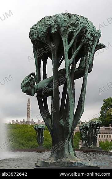 "Girl in a tree", bronze statue by Gustav Vigeland, Vigeland Sculpture Park, Frognerparken, Frogner Park, Oslo, Norway, Scandinavia, Northern Europe, Europe.