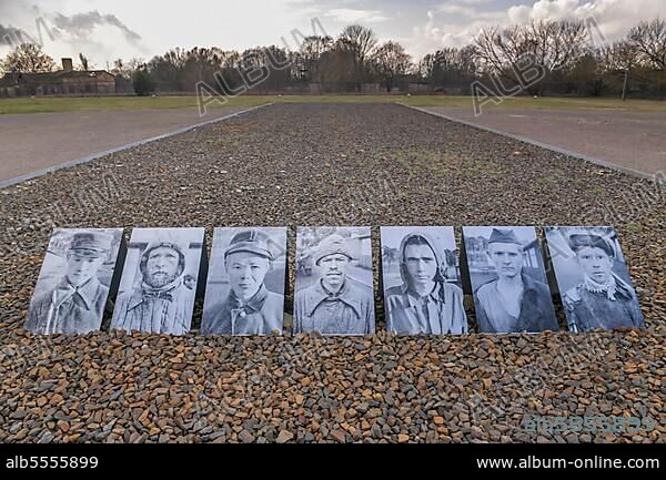 Photos of Soviet prisoners, Sachsenhausen Concentration Camp Memorial and Museum, Oranienburg, Oberhavel County, Brandenburg, Germany, Europe.