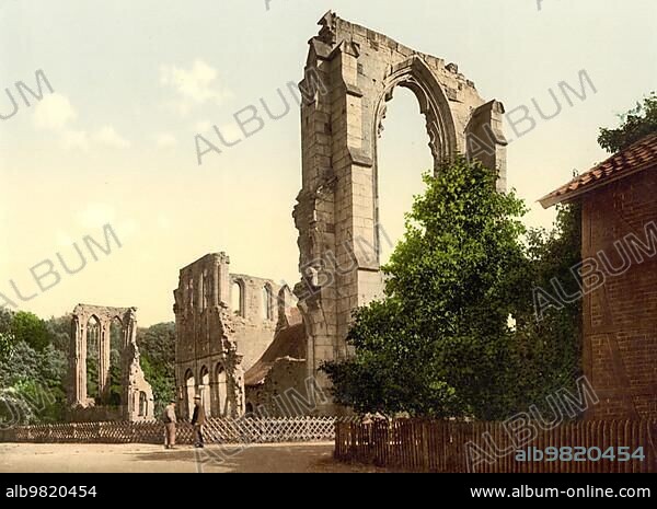 Ruin of Walkenried Monastery; former Cistercian Abbey; Lower Saxony; c. 1890; Germany; Historic; digitally restored reproduction from a 19th century original; Europe.