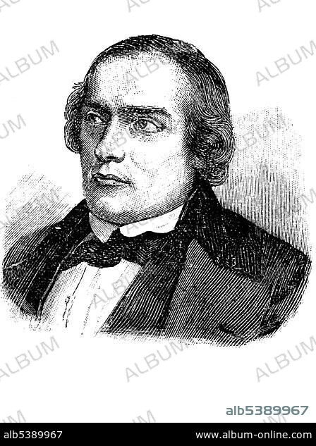 Wilhelm Eberhard Oskar Freiherr von Wydenbrugk, 1815 - 1876, a German liberal politician, Maerz-minister in Saxe-Weimar-Eisenach and member of the Frankfurt Parliament, one of the leaders of the Grossdeutscher Reformverein association during the new era, wood engraving, about 1880.