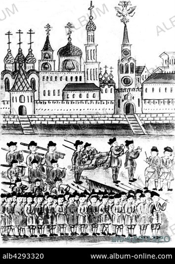 Moscow. Streltsy revolt in front of the Kremlin. 1682. Russia. Moscow. State historical museum.