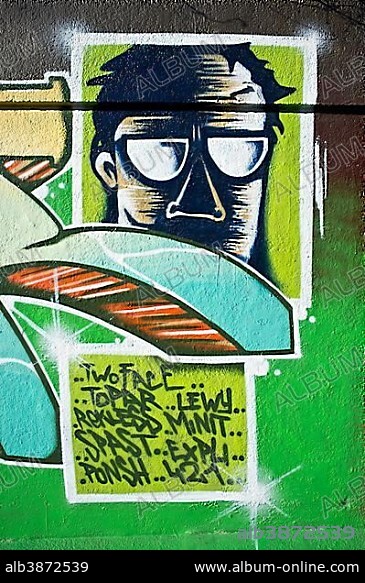 Graffiti wall, Tumblingerstrasse, Ludwigsvorstadt-Isarvorstadt district, Munich, Bavaria, Germany, Europe.