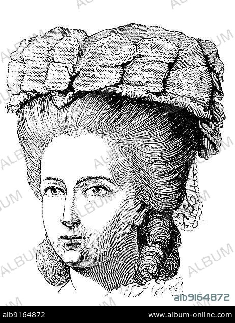 Madame Adelaide, daughter of Louis XV 1755, hairstyle with lace, France, History of Fashion, History of Costume, Historical, digitally restored reproduction of a 19th century original, exact date unknown, Europe.
