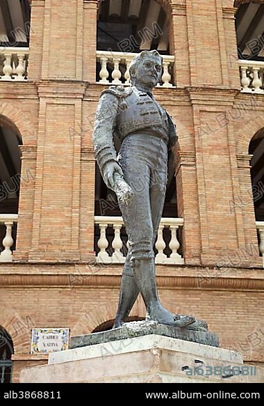 Toreador statue outside the Bullring, Valencia, Spain, Europe.