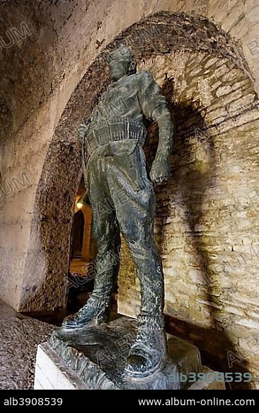 Partisan Monument of Odhise Paskali, Fortress, Gjirokastra, Gjirokastër, Albania, Europe.