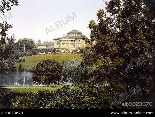 Pavlovsk; the Castle; St. Petersburg; Russia; c. 1890; Historic; digitally enhanced reproduction of a photochrome print of the period; Europe.