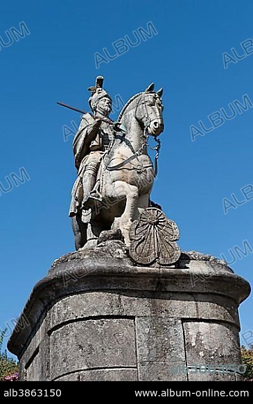 Sao Longuinhos equestrian statue, Bom Jesus do Monte Sanctuary, Braga, Minho, Portugal, Europe.