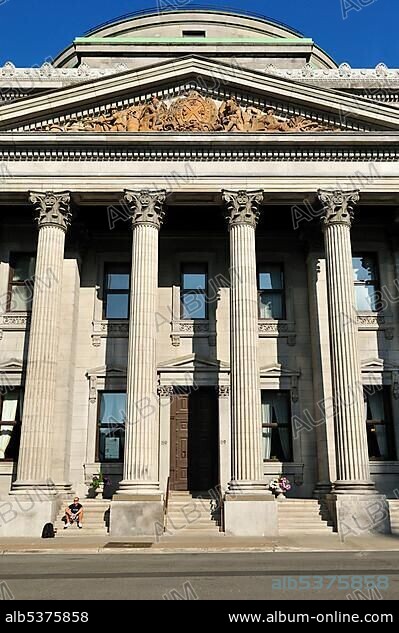 Historic Bank of, Banque de Montreal building, Vieux Montreal, Old Montreal, Quebec, Canada, North America.