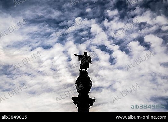 Monumento a Colón, Columbus Monument, Barcelona, Catalonia, Spain, Europe.