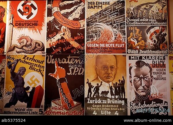 Election posters of political parties from 1938, SPD, Communists, German Resistance Memorial, Bendlerblock, Berlin-Mitte, Germany, Europe.