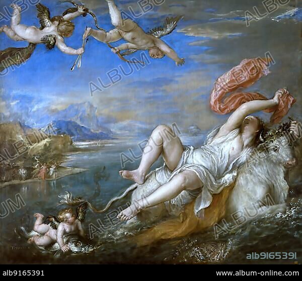 The Rape of Europa, a figure from Greek mythology, painting by Titian.