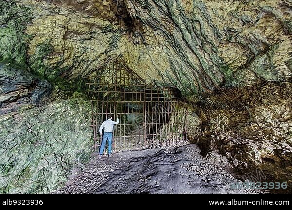 Hohlenstein-Stadel cave in the Swabian Alb; Eiszeit cave; site of the Lion Man; ivory figure from the Palaeolithic period; oldest human sculpture in human history. Asselfingen; Baden-Württemberg; Germany; Europe.
