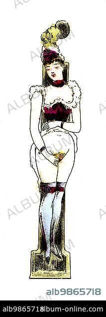 Letter I, The Erotic Alphabet, Sex, Woman, Masturbation, Frivolous Erotic Illustrations from the Victorian Era, c. 1850, England, Historical, Digitally enhanced reproduction of a 19th century original.