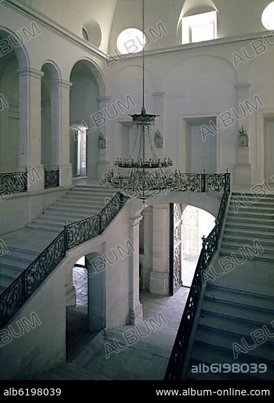 SANTIAGO BONAVIA. ESCALERA PRINCIPAL DEL PALACIO REAL DE ARANJUEZ - SIGLO XVIII.