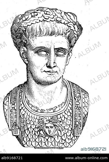 Marcus Ulpius Traianus Maior, 30 AD 100 Roman senator who lived in the 1st century, father of the Roman Emperor Trajan, History of Ancient Rome, Roman Empire, Italy, digitally restored reproduction from a 19th century original