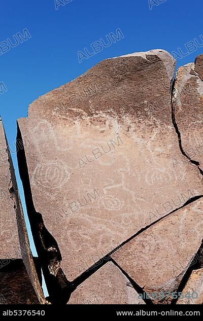 Rock drawings, petroglyphes in La Erita, Caldera de Taburiente National Park, La Palma, Canary Islands, Spain, Europe.