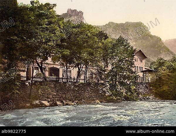 Waldkater Hotel; Thale; Bodetao; Bodethal im Harz; Saxony-Anhalt; Germany; Historic; Photochrome print from the 1890s; Europe.