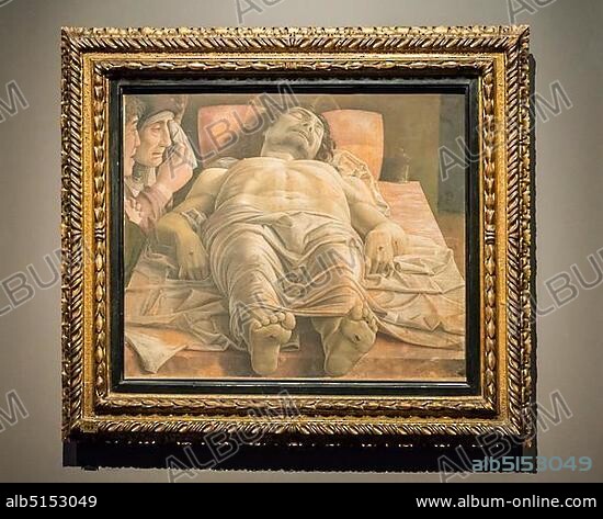 Cristo Morto, Lamentation of Christ, painting by Andrea Mantegna, 1431 - 1506, Renaissance, Pinacoteca di Brera, Milan, Lombardy, Italy, Europe.